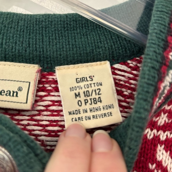 L.L. Bean Vintage Kids Nordic Snowflake Fair Isle Knit Sweater Girls 10/12 - Picture 4 of 5